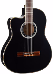 Ortega RCE145LBK - Linkshänder elektroakustische klassische Gitarre