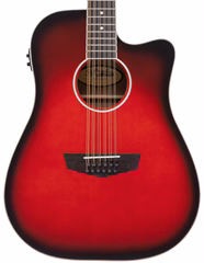 D'Angelico Premier Bowery 12 LS Black Cherry Burst - Zwölfsaitige elektroakustische Gitarre