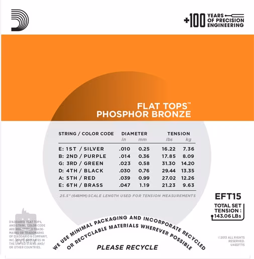 D'Addario EFT15 - Stahlseiten für akustische Gitarre