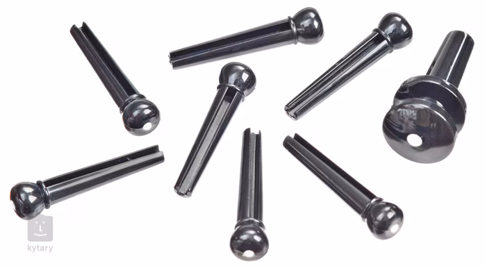 D'Addario Plastic Bridge Pins Ebony with Ivory Dot - Steg-Stifte