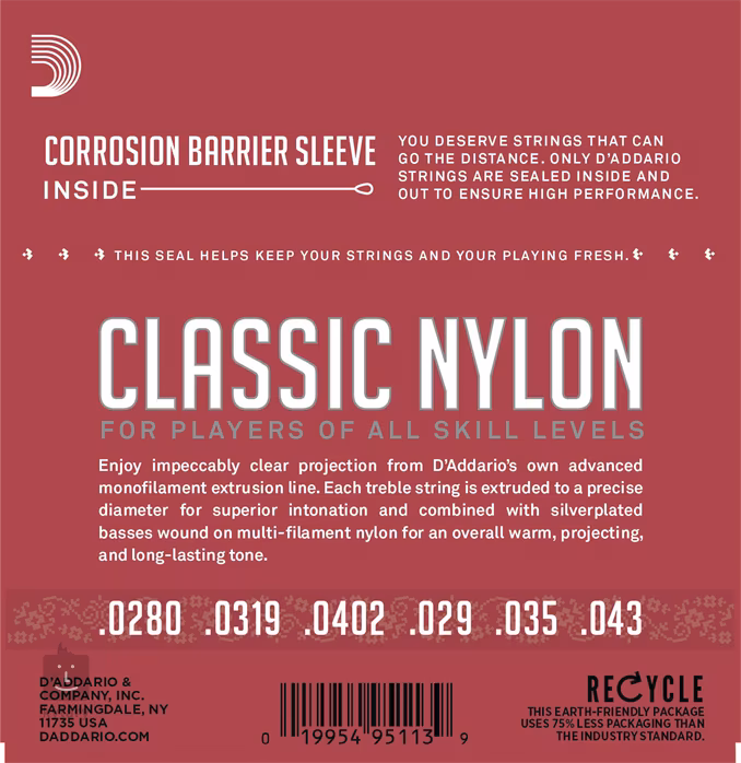 D'Addario EJ27N-3D - Nylon-Saiten für klassische Gitarre