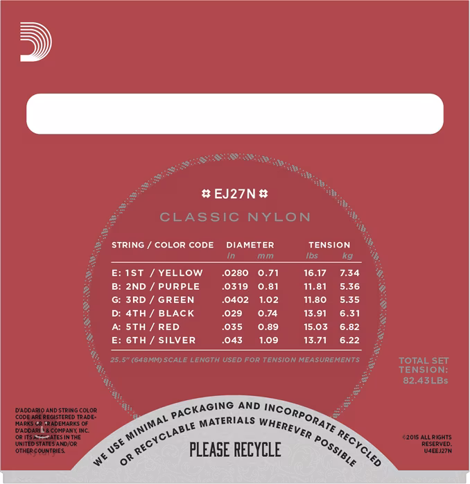D'Addario EJ27N-3D - Nylon-Saiten für klassische Gitarre