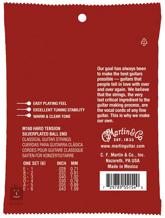 Martin Classical Hard Tension Ball End - Nylon-Saiten für klassische Gitarre