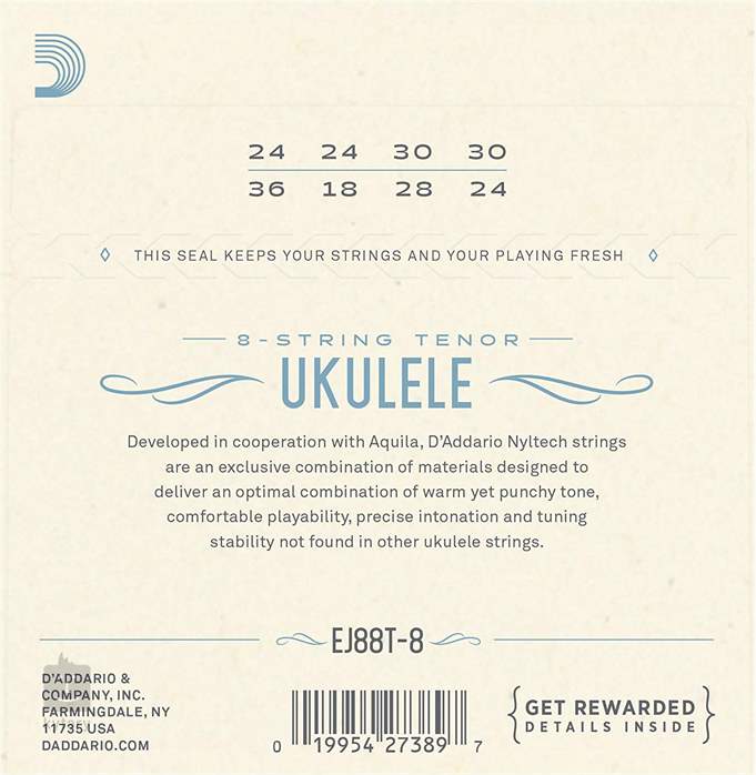 D'Addario EJ88T-8 - Saiten für achtsaitige Tenor-Ukulele