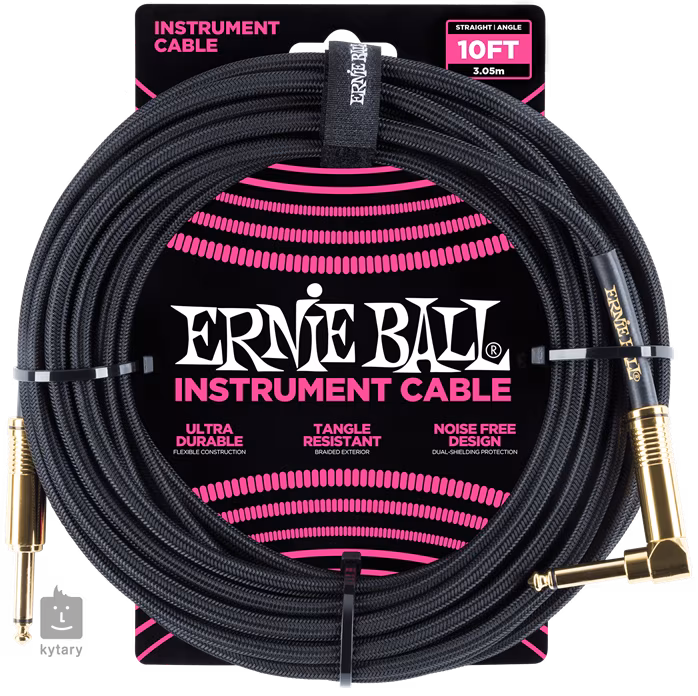 Ernie Ball 10' Braided Cable Black - Instrumentenkabel