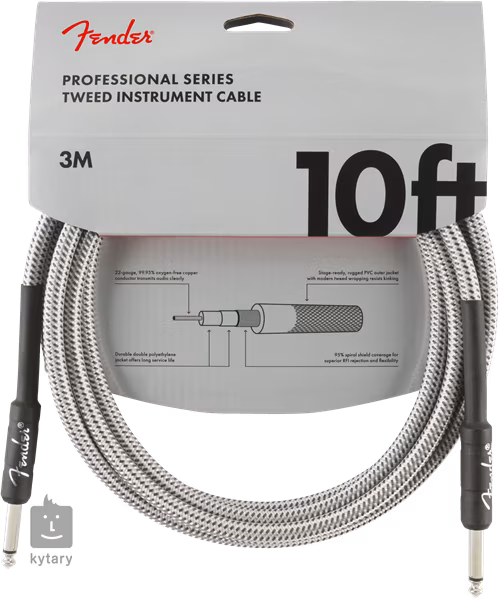 Fender Professional Series 10' Instrument Cable White Tweed - Instrumentenkabel