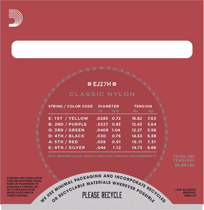 D'Addario EJ27H - Nylon-Saiten für klassische Gitarre