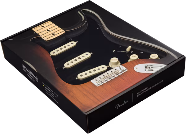 Fender Pre-Wired Pickguard, Strat SSS FAT 50'S BWB - Tonabnehmer-Set für E-Gitarre