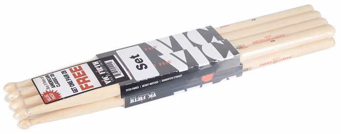 Vic Firth 2B 4 Pack - Vergünstigtes Hickory-Trommelstöcke-Set