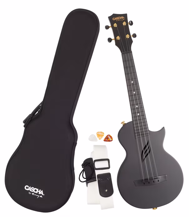 Cascha HH 2258 Carbon Fibre Ukulele Set Black - Akustische Ukulele