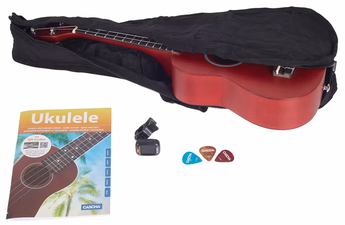 Cascha HH 3970 Soprano Ukulele Bundle Red - Ukulele Set
