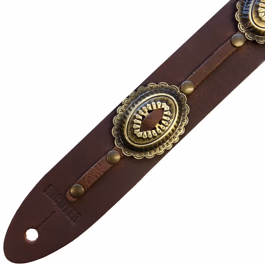 Richter Raw I Concho Brown/Old Brass - Gitarrengurt