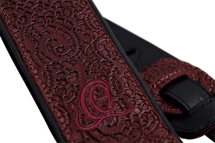 Ortega Leather Strap Byzantine Bordeaux - Gitarrengurt