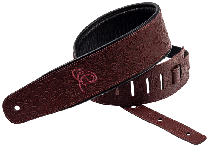 Ortega Leather Strap Byzantine Bordeaux - Gitarrengurt