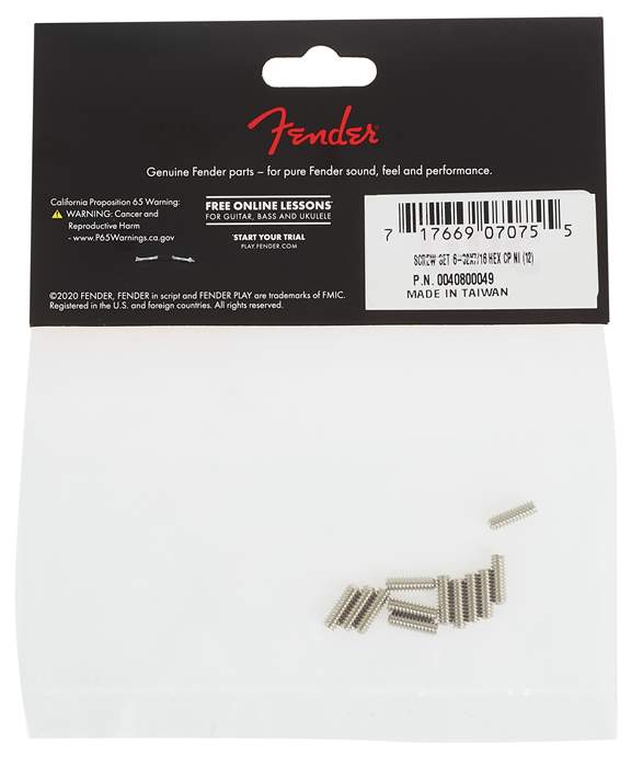 Fender Standard Series Bass Bridge Saddle Height Adjustment Screws, Nickel - Gitarren-Hardware