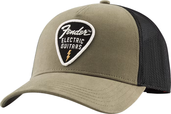 Fender Snap Back Pick Patch Hat, Olive - Baseballcap