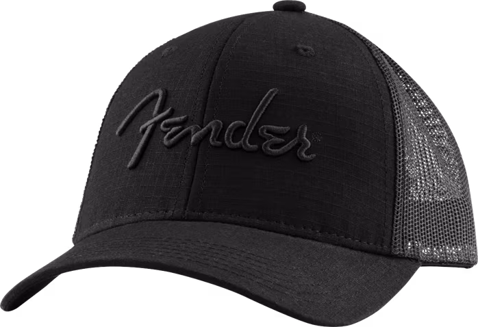 Fender 6 Panel Mesh Back Pick Pocket Hat, Black - Baseballcap