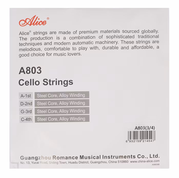 Alice A803 Basic Cello Strings 3/4 - Violoncello-Saiten