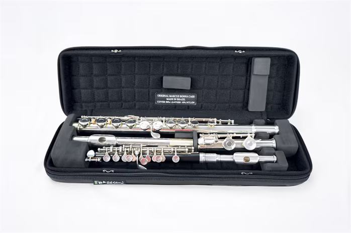 Marcus Bonna Double Case for Flute and Flautim/Piccolo with external pocket model MB, Black Nylon - Case für Querflöte