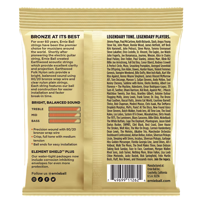 Ernie Ball 3069 Earthwood Folk Ball End 3-Pack - Nylon-Saiten für klassische Gitarre