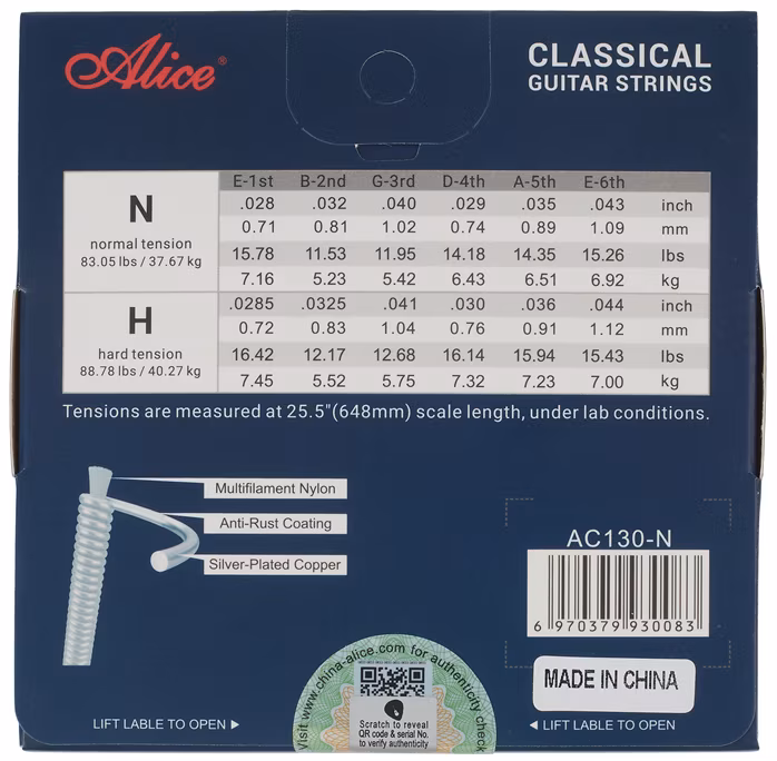 Alice AC130-N Classical Guitar Strings Normal Tension - Nylon-Saiten für klassische Gitarre