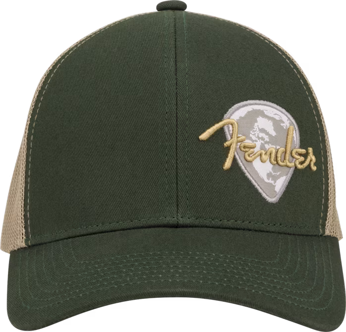 Fender Globe Pick Patch Hat, Green/Khaki, One Size - Baseballcap