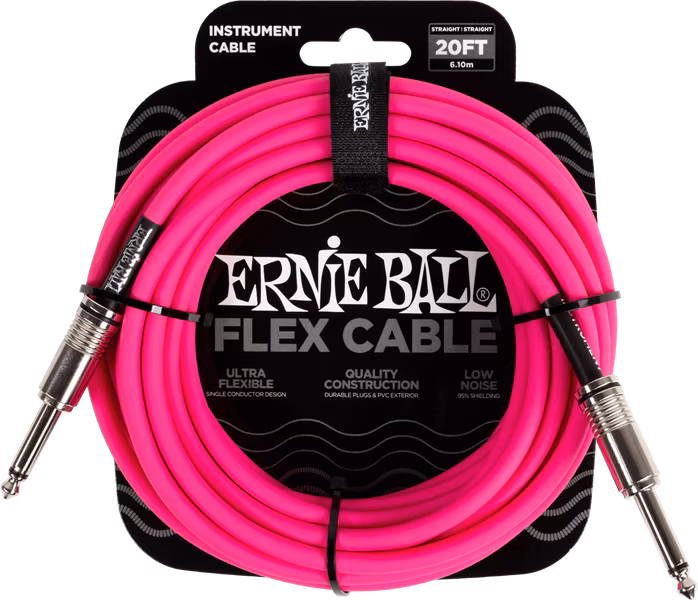 Ernie Ball Flex Instrument Cable 20'  Pink  - Instrumentenkabel