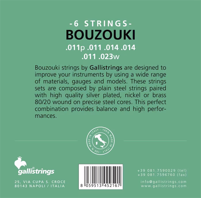 Galli BM60 6-String Silverplated - Saiten für griechische Bouzouki