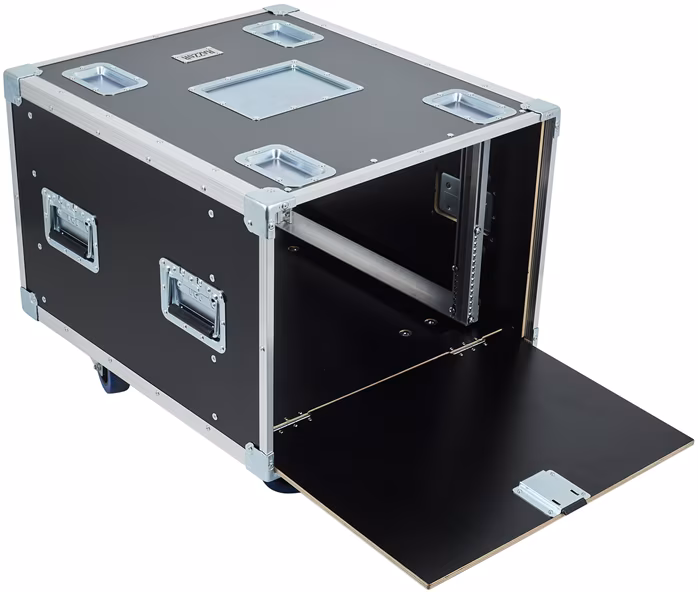 Razzor Cases 8U sliding door rack 512 for Nexo NXAMP4x2MK2 with suspension, wheels - Rack Case