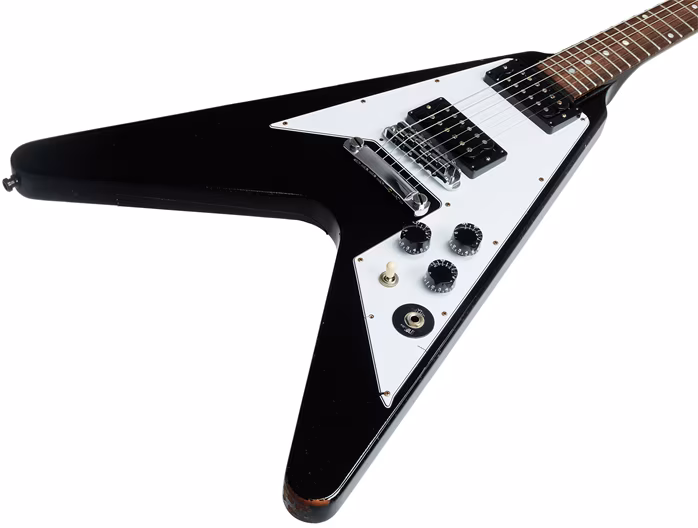 Gibson Custom 1979 Flying V Kirk Hammett Ebony Murphy Lab Replica Aged - E-Gitarre