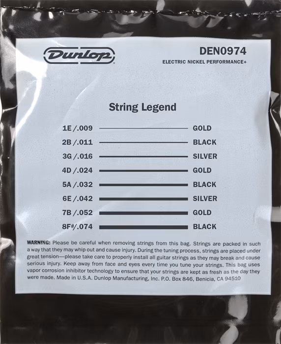Dunlop DEN0974 - Saiten für achtsaitigen E-Gitarre