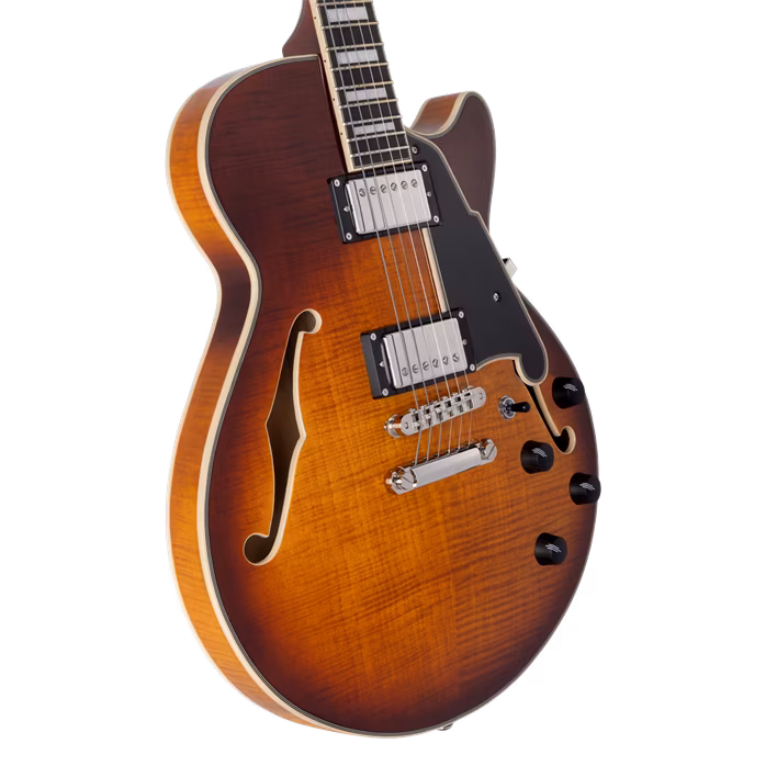D'Angelico Premier SS Single Cutaway Stop-Bar Tailpie CE Dark ICEd Tea Burst - Semiakustische Gitarre