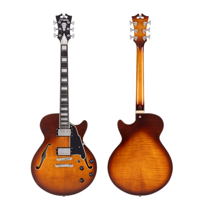 D'Angelico Premier SS Single Cutaway Stop-Bar Tailpie CE Dark ICEd Tea Burst - Semiakustische Gitarre