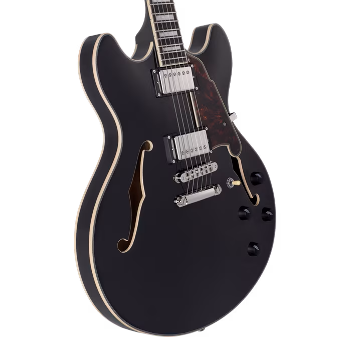 D'Angelico Premier DC Double Cutaway Stop-Bar Tailpie CE Black Flake - Semiakustische Gitarre