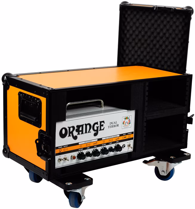 Razzor Cases PREMIUM Orange Dual Terror Head Case Wheels - Amp Head Flight Case