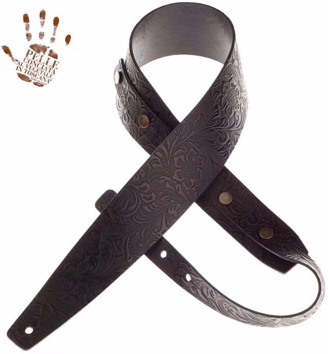 Magrabò Buttons BC Embossed Flores Black 7 cm - Gitarrengurt