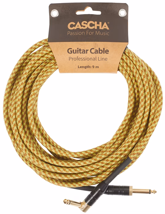 Cascha Professional Line Guitar Cable, Angled, Tweed Natural, 9 m - Instrumentenkabel