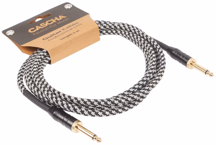 Cascha Professional Line Guitar Cable, Straight, Tweed Black, 3 m - Instrumentenkabel