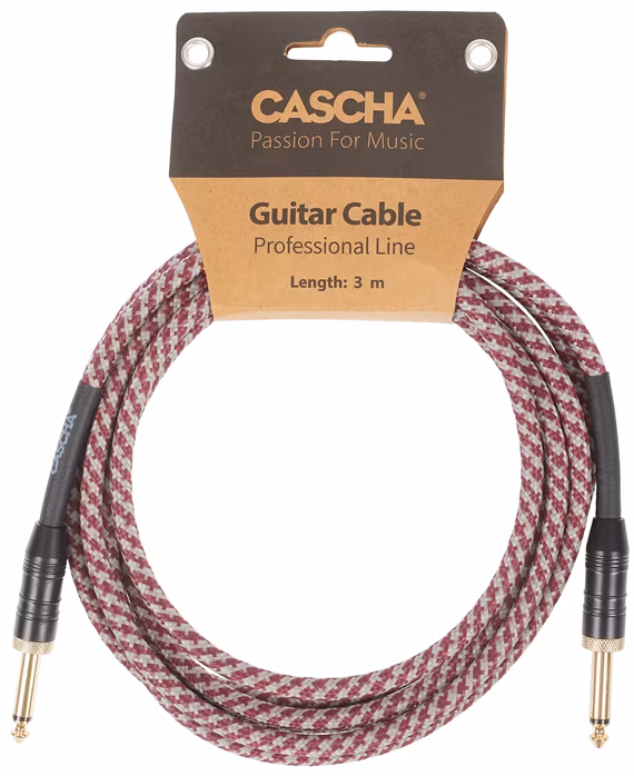 Cascha Professional Line Guitar Cable, Straight, Tweed Red, 3 m - Instrumentenkabel