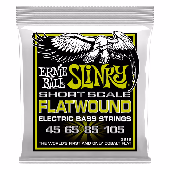 Ernie Ball 2818 Regular Slinky Flatwound Short Scale 45-105 - Basssaiten