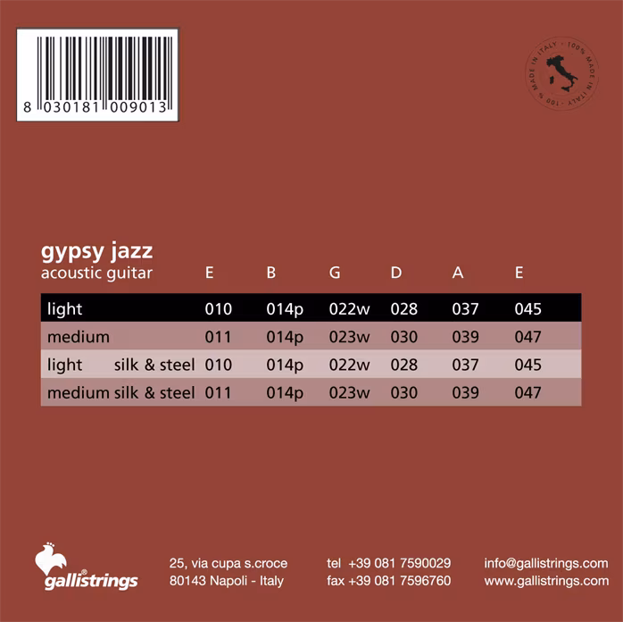 Galli GSB10 Gypsy Guitar Light Loop End - Stahlseiten für akustische Gitarre