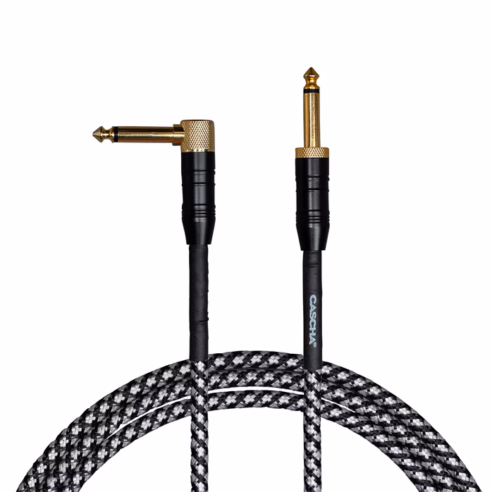 Cascha Professional Line Guitar Cable, Angled, Tweed Black, 9 m - Instrumentenkabel