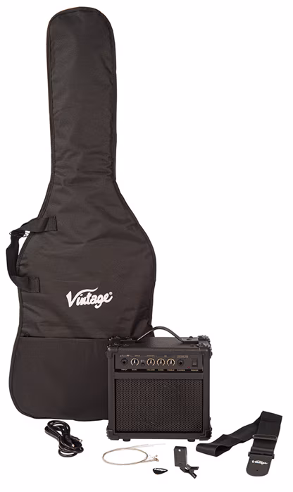 Vintage V69 Coaster Pack Black - E-Gitarre set