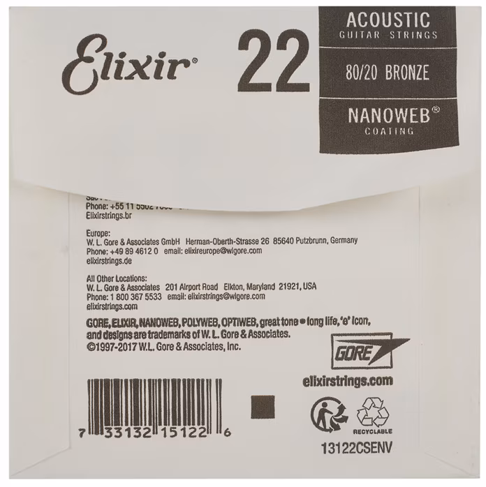 Elixir Nanoweb 80/20 Bronze Single .022" - Saite - Stückware