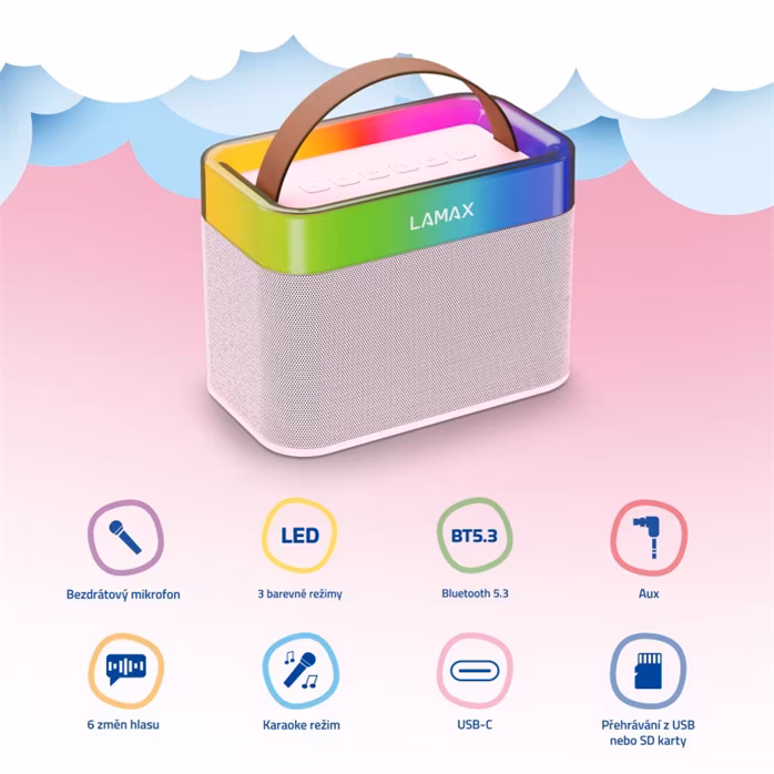 LAMAX KaraokeKid1 Pink - Mobiler Wireless Lautsprecher