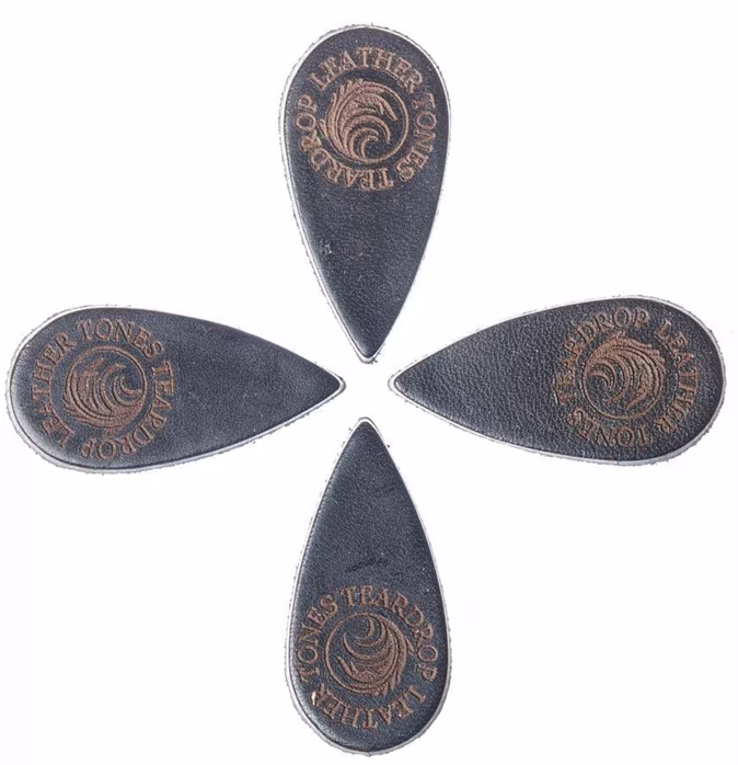 Timber Tones Leather Tones Teardrop Black Leather 4-Pack - Plektren
