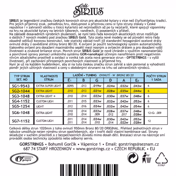 Gorstrings Sirius Gold SG2-1044 - Stahlseiten für akustische Gitarre