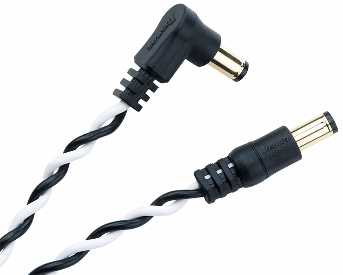 Ibanez Twisted DC Cable Black & White, Length: 8" Straight & Angled Plug - Versorgungskabel