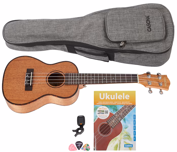 Cascha HH 2036 Concert Mahogany Ukulele Bundle - Ukulele Set