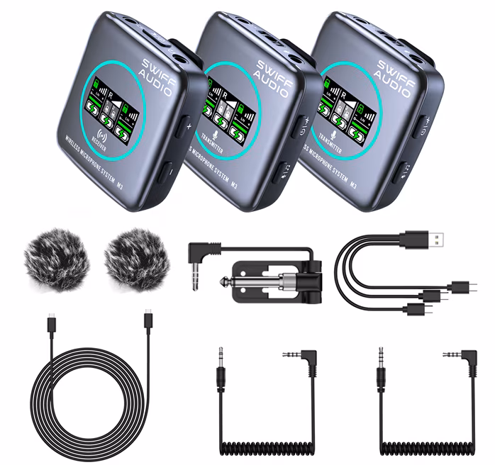 Swiff M3 PRO Wireles Microphone System - Wireless-Reportage-Set mit Mikrofon